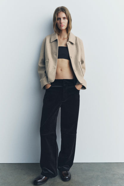 Zara Tan Cropped Jacket - Small