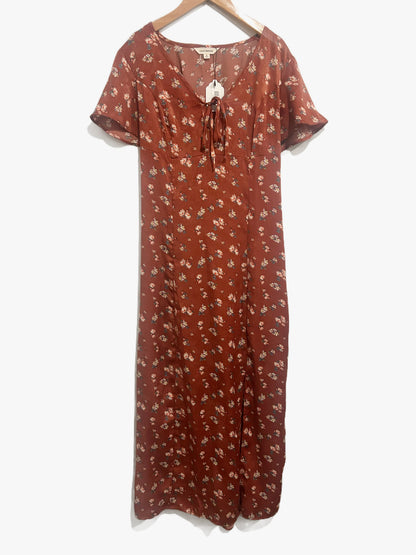 Lucky Brand Flutter Sleeve Midi Dress in Rust Multi - Small