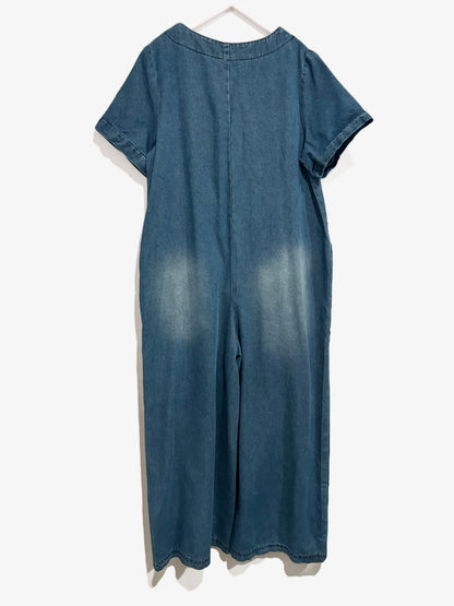 Denim Flower Painted Coveralls