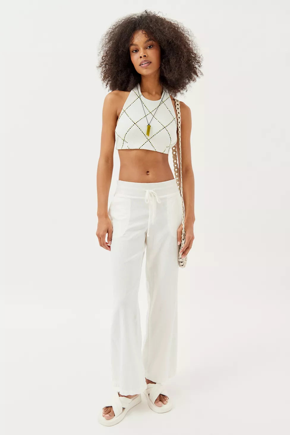 Urban Outfitters Costa Linen Pant in White - Small