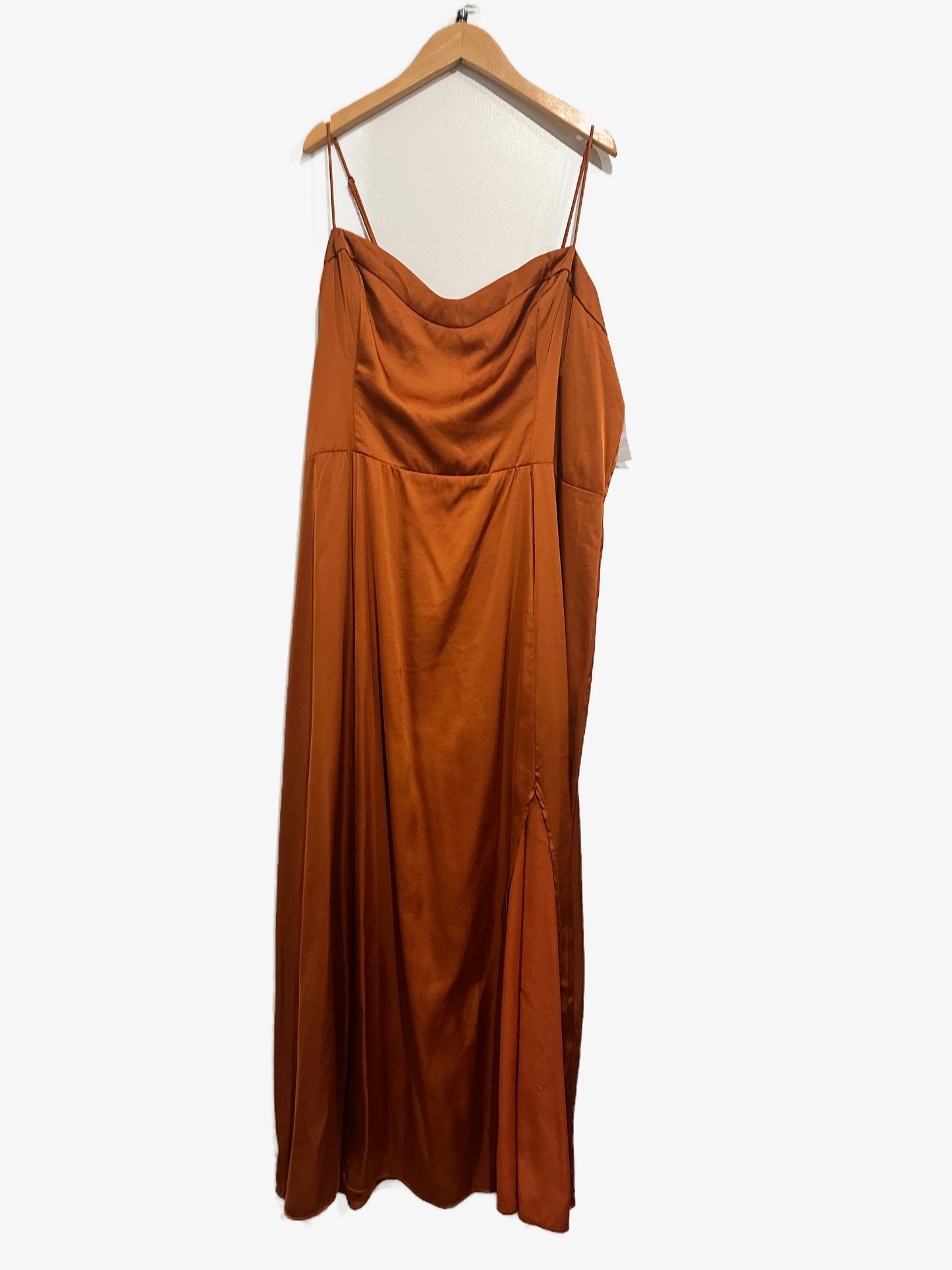 Abercrombie & Fitch Camille Satin Midi Dress in Copper - XL