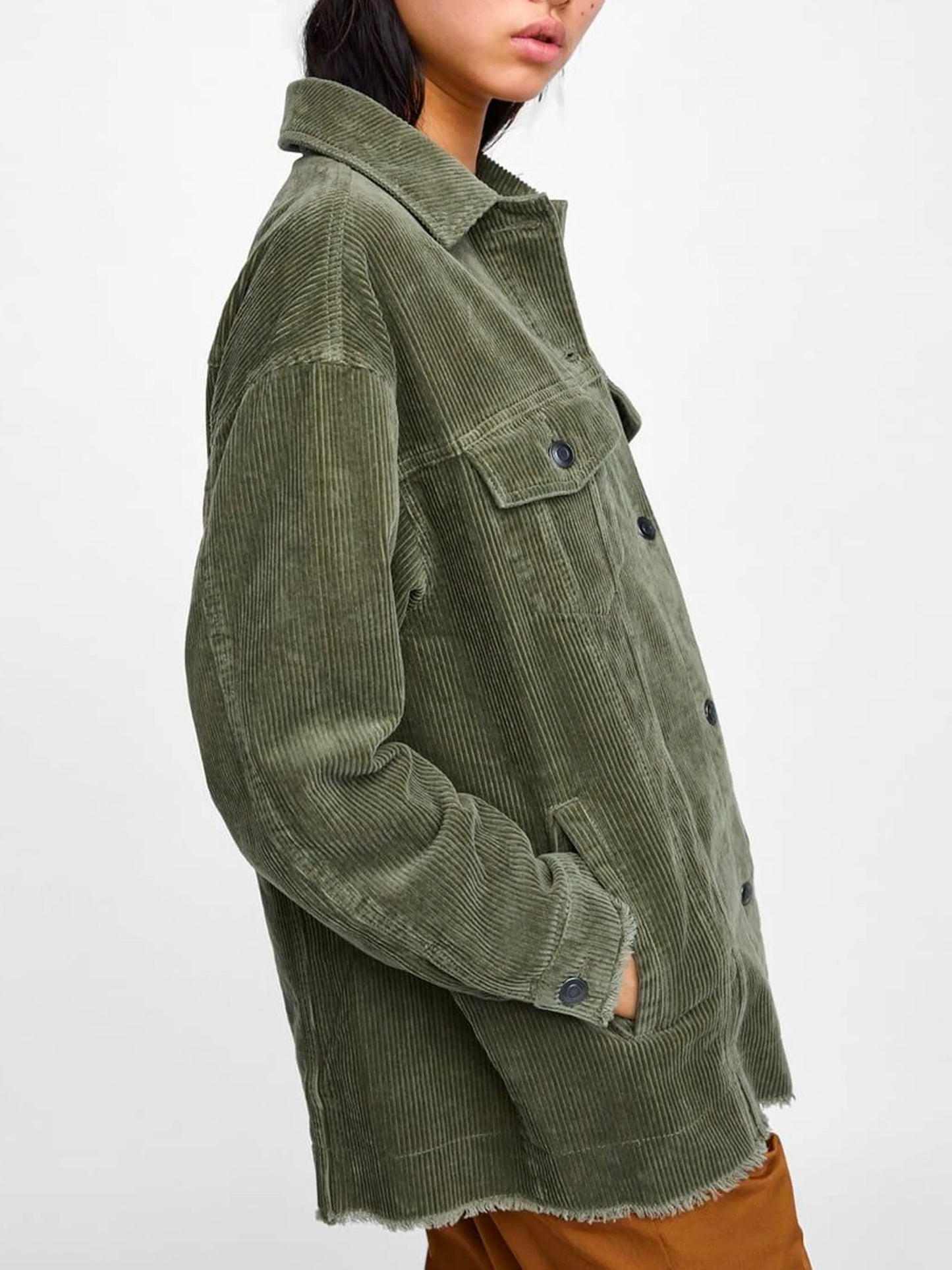 Zara Green Corduroy Shacket - Medium