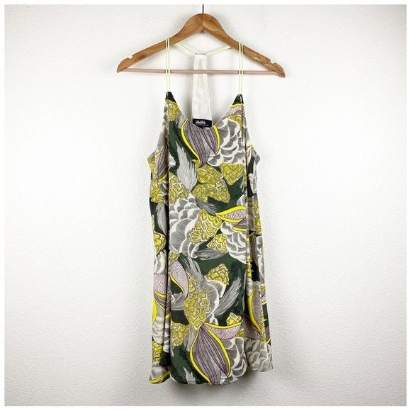 Lulus Think Vice Olive Green Print Swing Dress Size Small