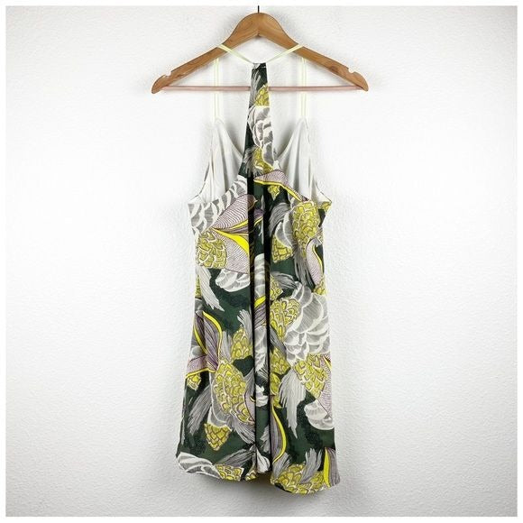 Lulus Think Vice Olive Green Print Swing Dress Size Small