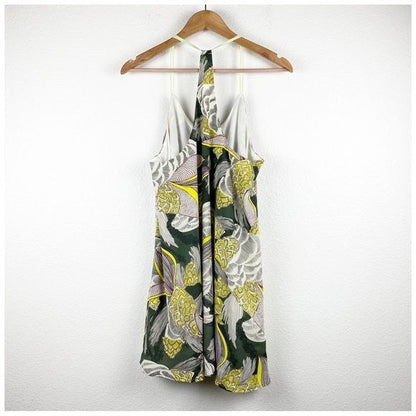 Lulus Think Vice Olive Green Print Swing Dress Size Small