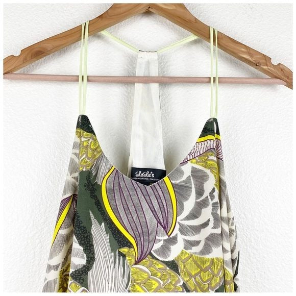 Lulus Think Vice Olive Green Print Swing Dress Size Small