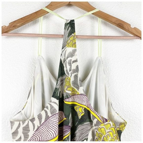 Lulus Think Vice Olive Green Print Swing Dress Size Small