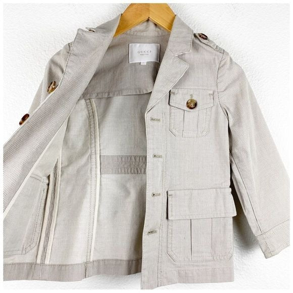 Gucci Tan Stripe Utility Jacket - 4T