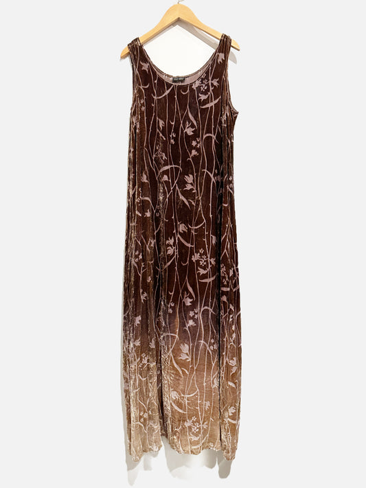 Cyndi Buck Design Vintage Brown Floral Velvet Dress