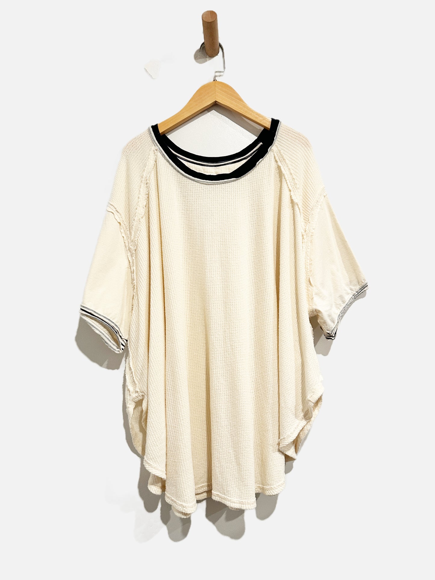 Free People White Waffle Knit SS Top - M/L