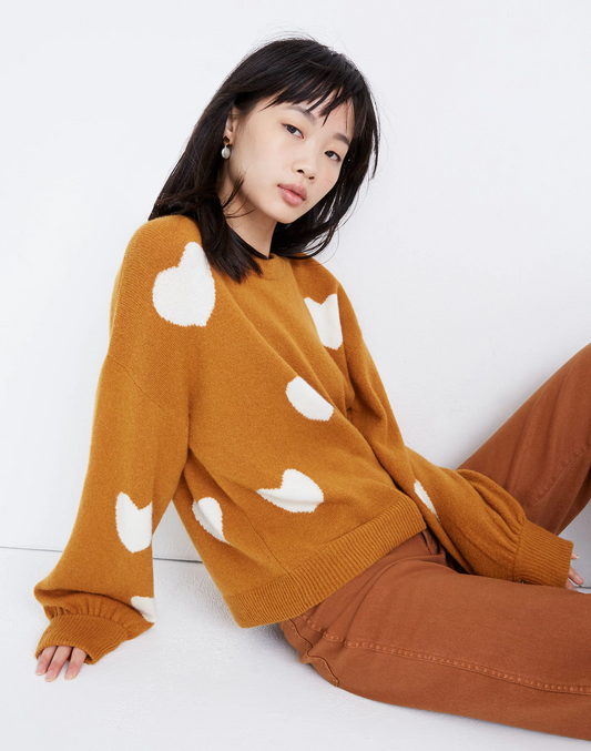 Madewell Yellow Heart Sweater - Small