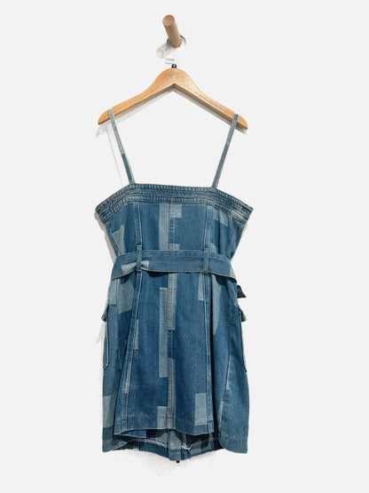 Windsor Patchwork It Belted Denim Mini Dress - Small