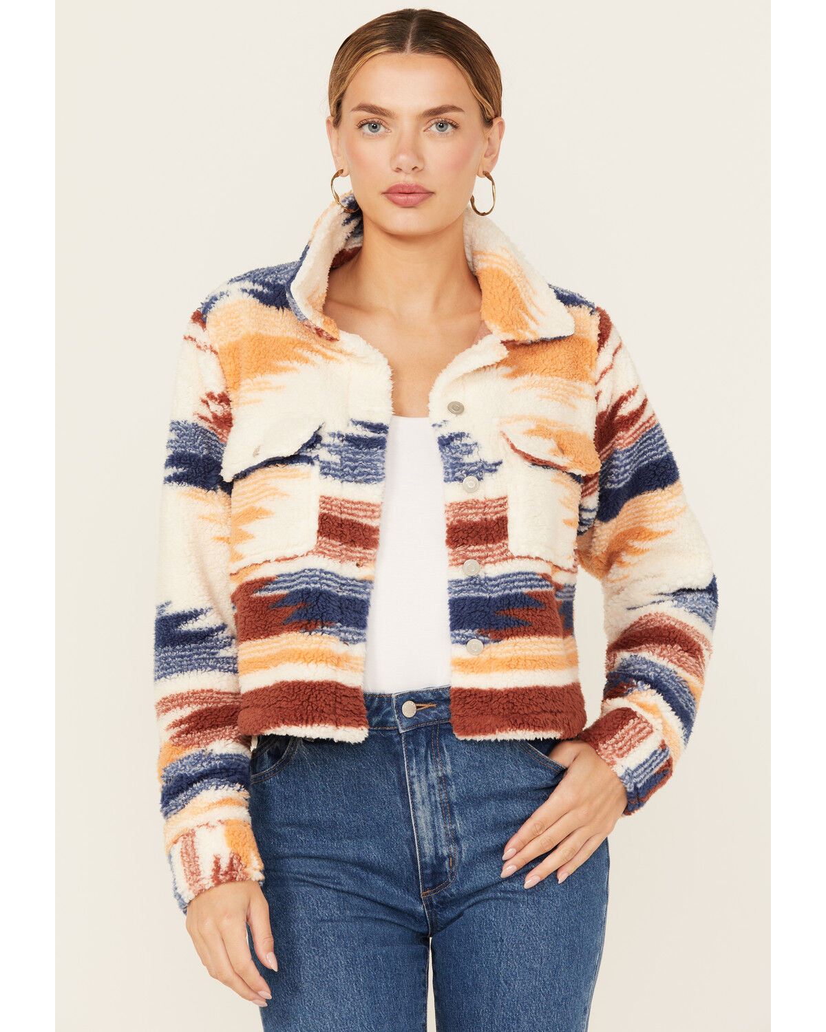 Stoosh Cream Blue/Brown Jacket - Small