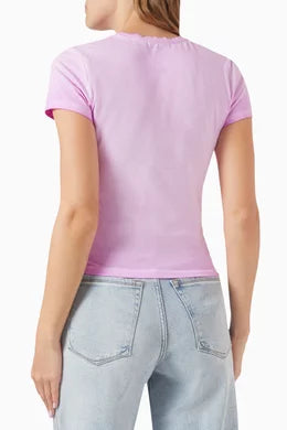 Good American Pink Super Stretch Baby Tee - XS