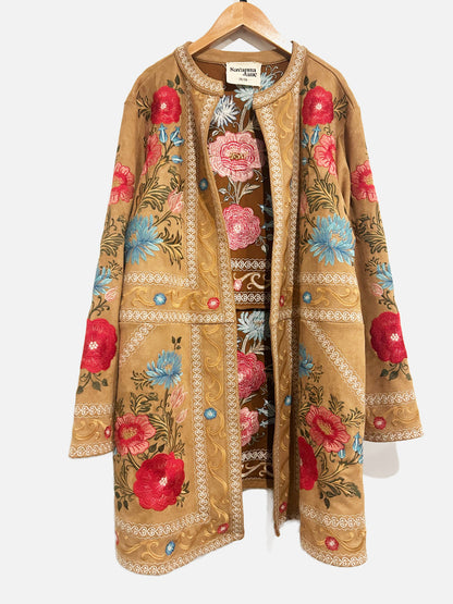 Savanna Jane Brown Embroidered Floral Jacket -2X/3X