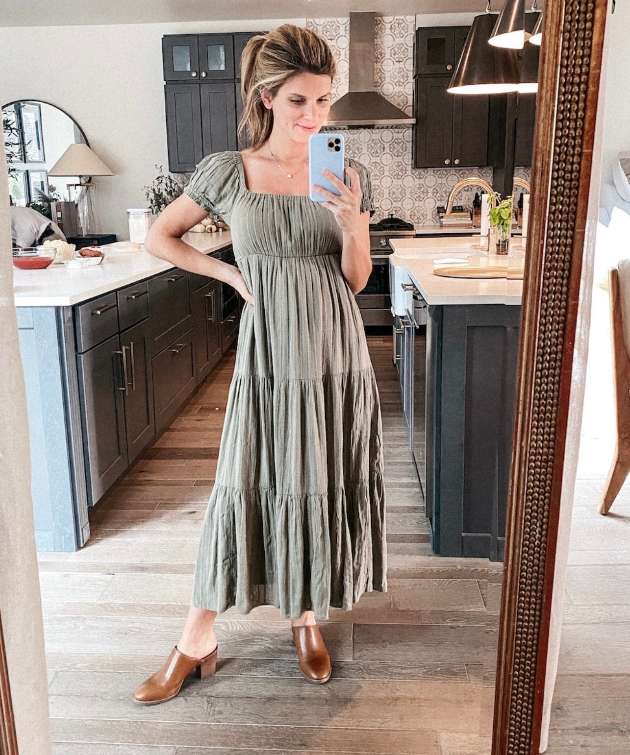 American Eagle Green Teared Maxi Dress- Small
