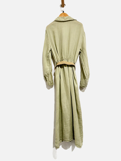 Zara Green Maxi Shirt Dress w/Belt - Medium