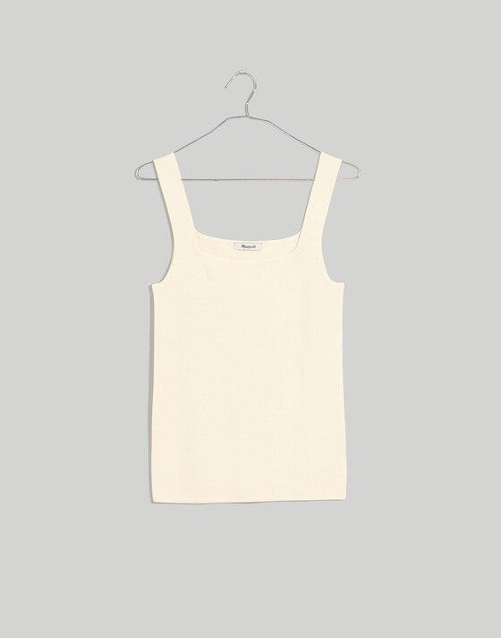 Madewell Bradbury Square-Neck Sweater Tank in Antique Cream - Large