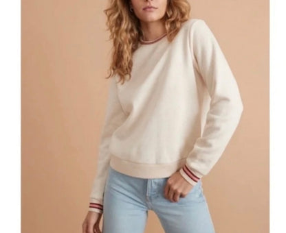 Marine Layer Cream Pullover Sweatshirt - Large