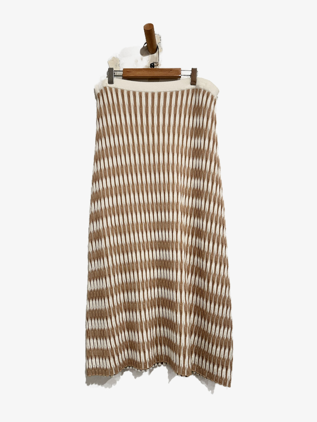 Lucy Paris Newport Knit Skirt in Beige/White - XL