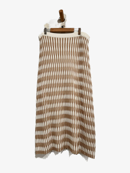 Lucy Paris Newport Knit Skirt in Beige/White - XL