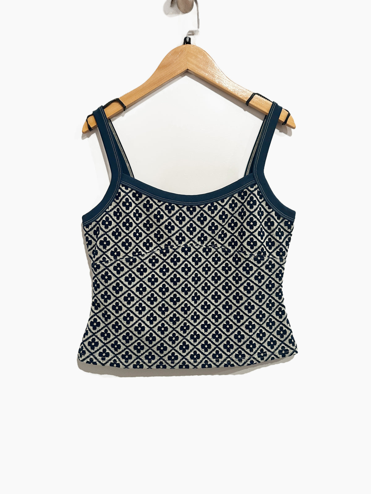 Free People Mia Floral Cami Top in Navy - Medium