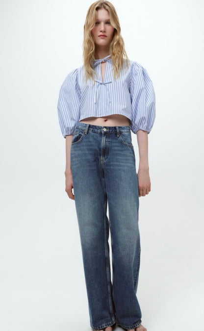 Zara Blue Stripe Blouse- Large