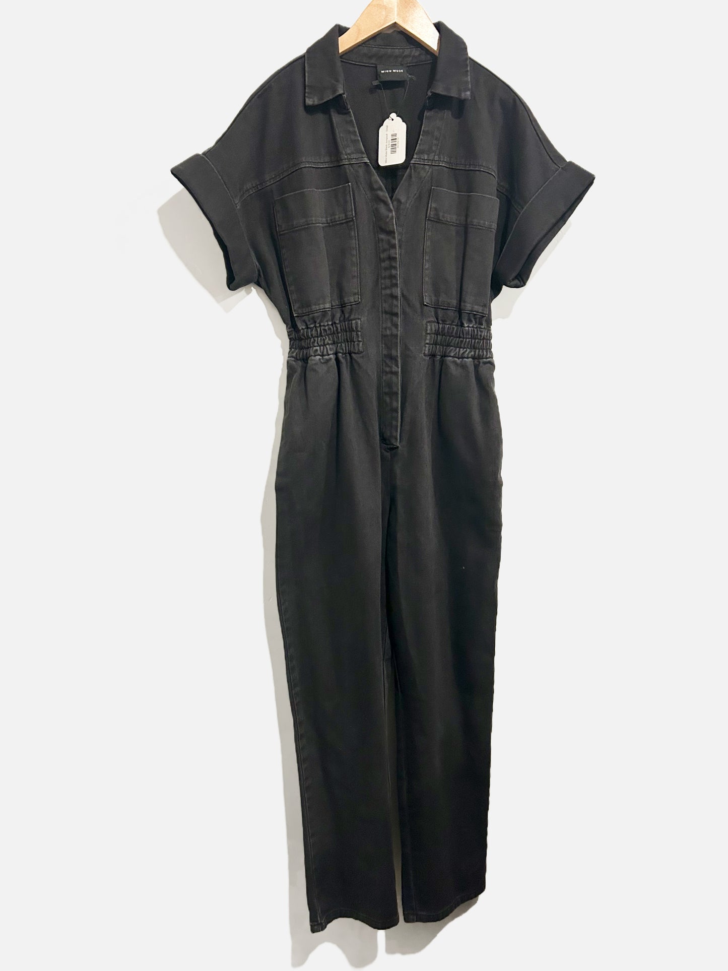Miou Muse Black Denim Jumpsuit - Small