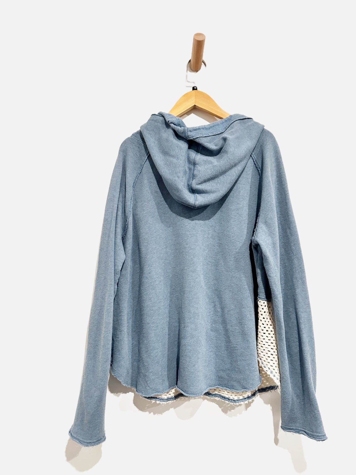 Free People Blue Crochet Inset Hoodie - Medium