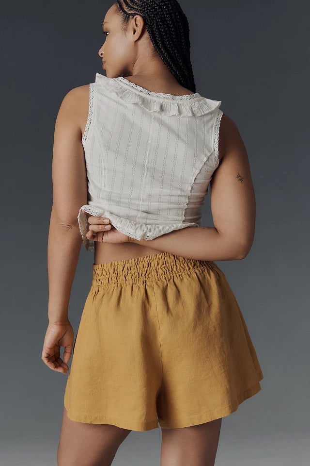 Anthropologie Somerset Linen Short in Soft Aged Gold - Medium