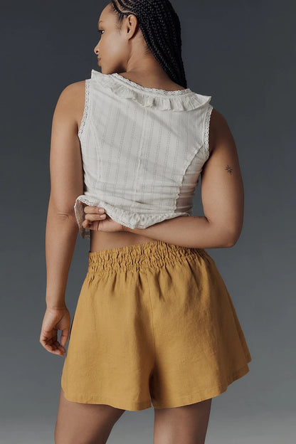Anthropologie Somerset Linen Short in Soft Aged Gold - Medium