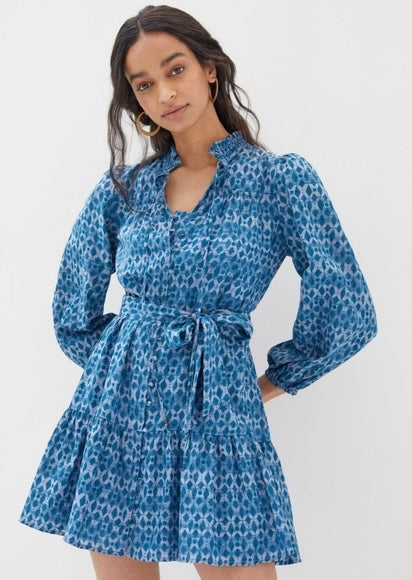 Anthropologie Calanthe Mini Shirtdress in Blue Motif - XS