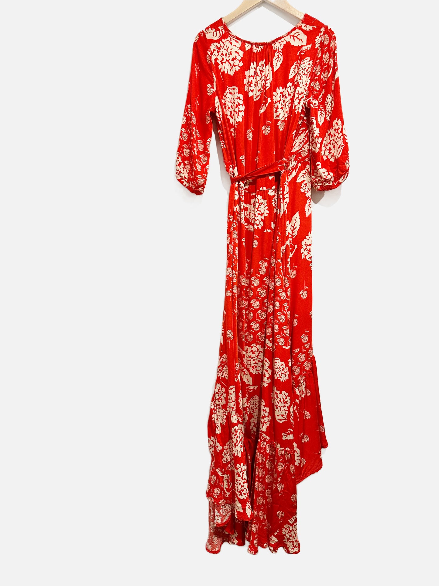 Tysa Red Floral Maxi Wrap Dress - 0/XS