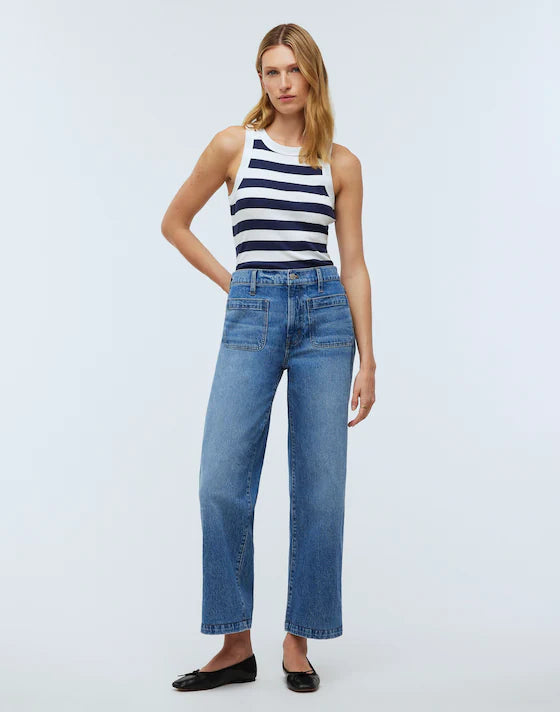 Madewell The Emmett Wide-Leg Jean: Patch Pocket Edition in Lakecourt Wash - 27