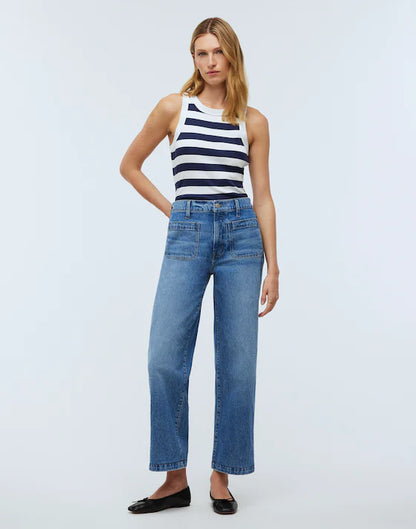 Madewell The Emmett Wide-Leg Jean: Patch Pocket Edition in Lakecourt Wash - 27