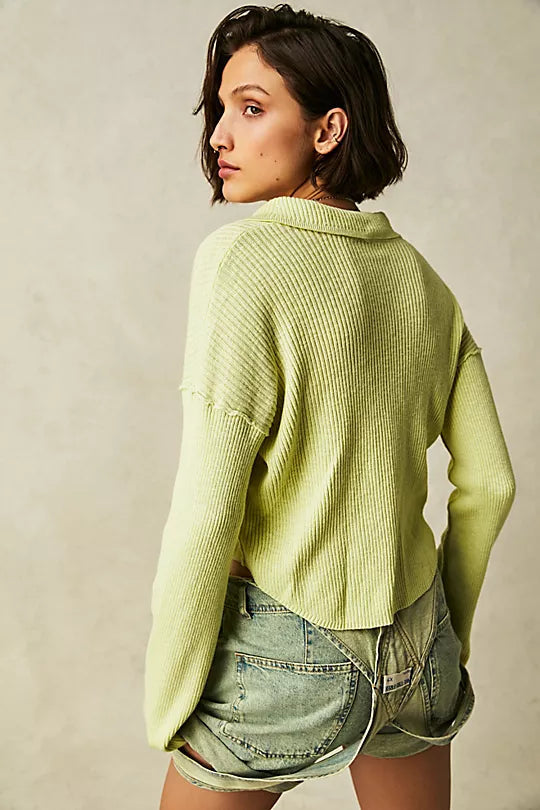 Free People Ella Sweater Shirt in Key Lime Pie - XS