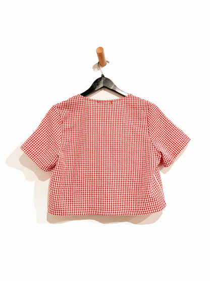 New Look Red Gingham Tie Top - Medium