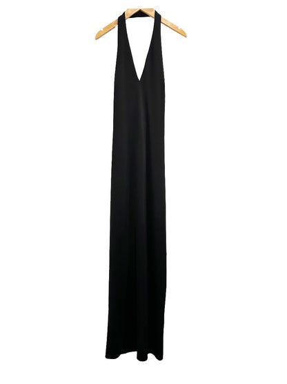 Good American Scuba Halter Maxi Dress in Black - Small