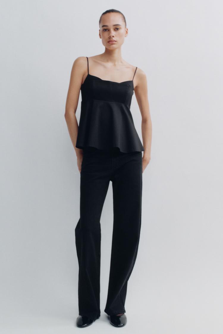 Zara Black Pleated Tank - Large