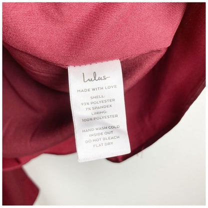 NWT Lulus Add Some Glam Wine Red Satin Tie-Back Skater Dress Size Large