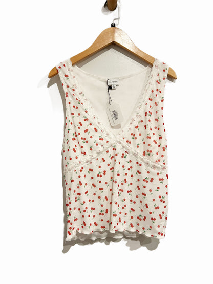 LA Hearts White Cherry Lace Trim Tank - Medium