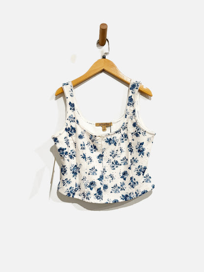 Shyanne NWT White and Blue Floral Bustier Top - Medium