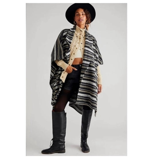 Free People Jackson Oversized Striped Poncho - 0S