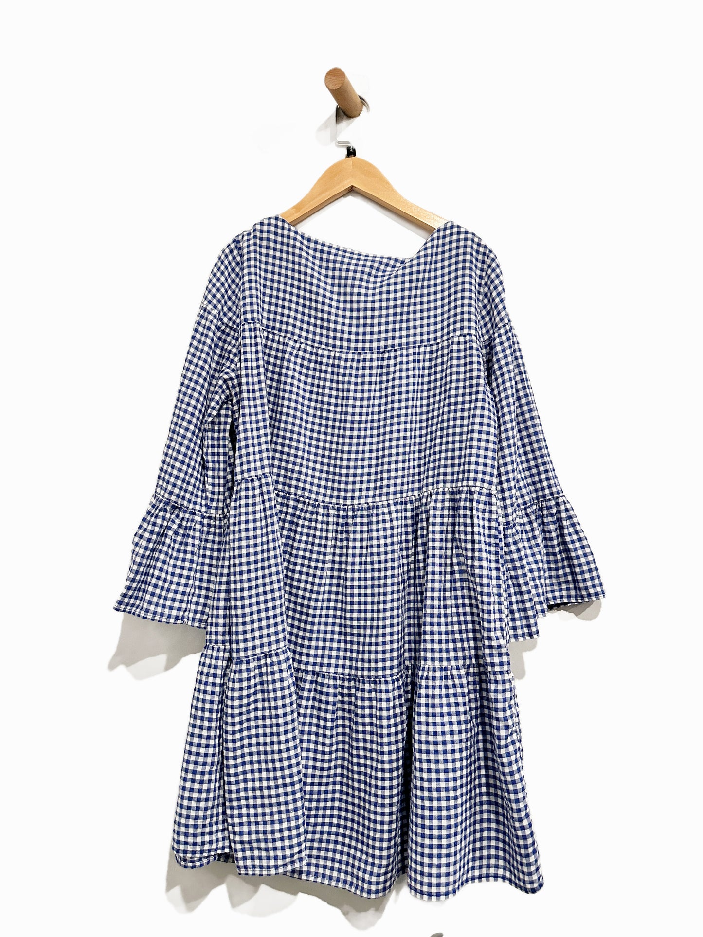 Zara Woman Blue and White Gingham LS Mini Dress - Small