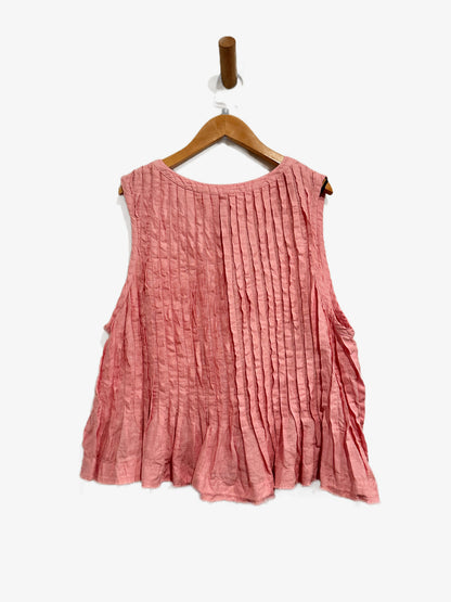 Anthropologie Lottie Pleated Linen Tank in Pink - XL