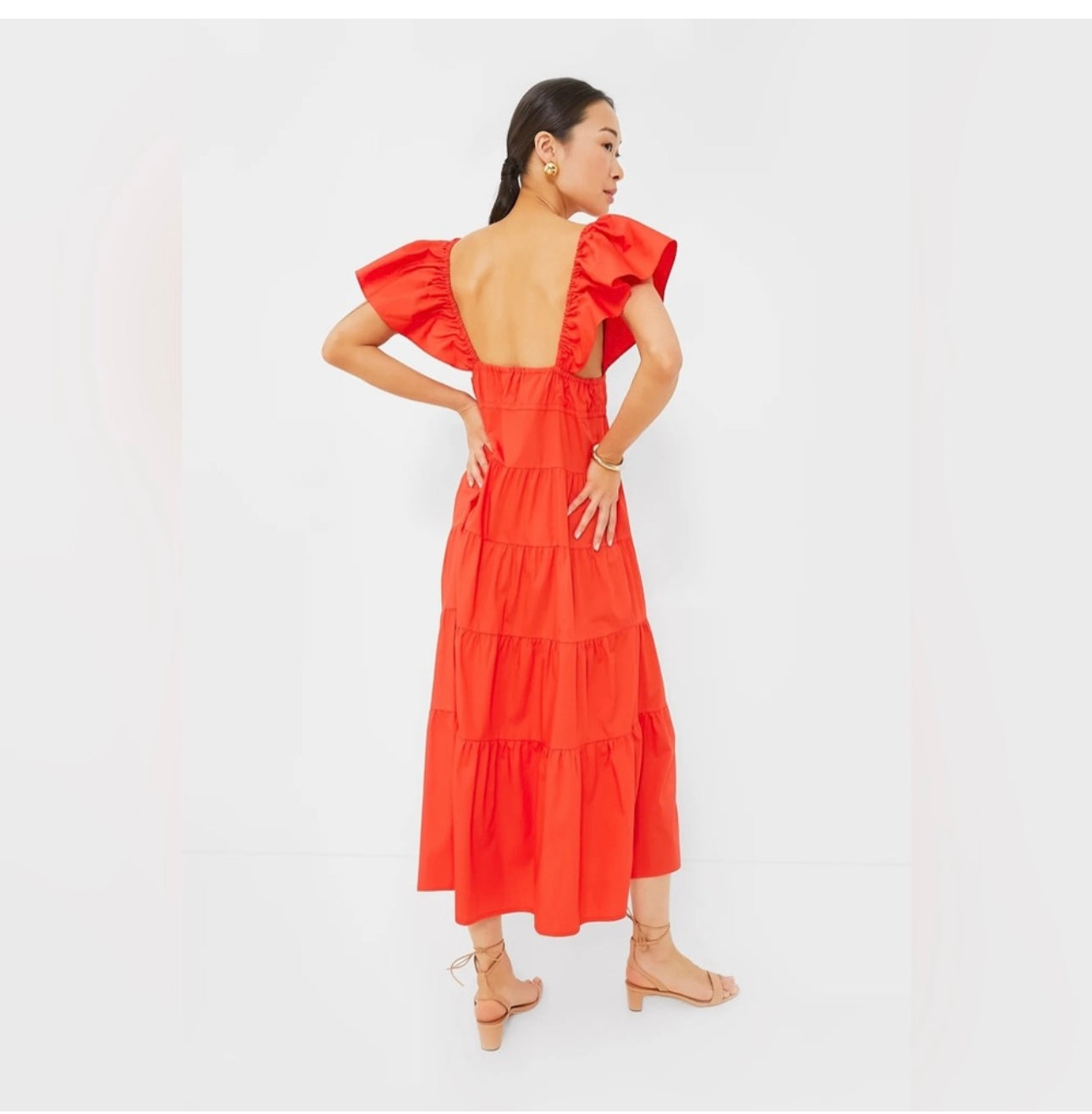 O.P.T Orange Tiered Maxi Dress - Medium