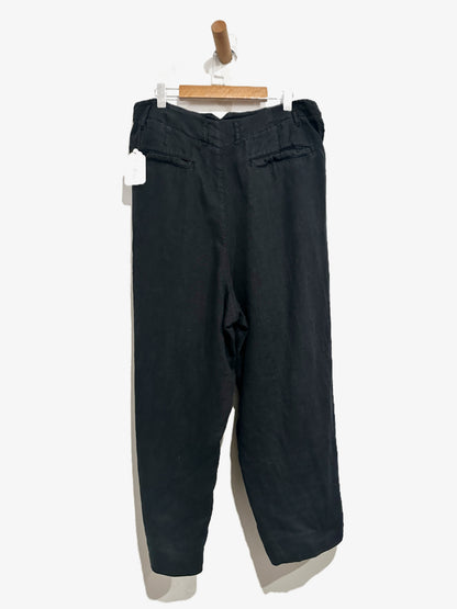 Anthropologie Linen Shirt-Tie Capri Pants in Black - 12