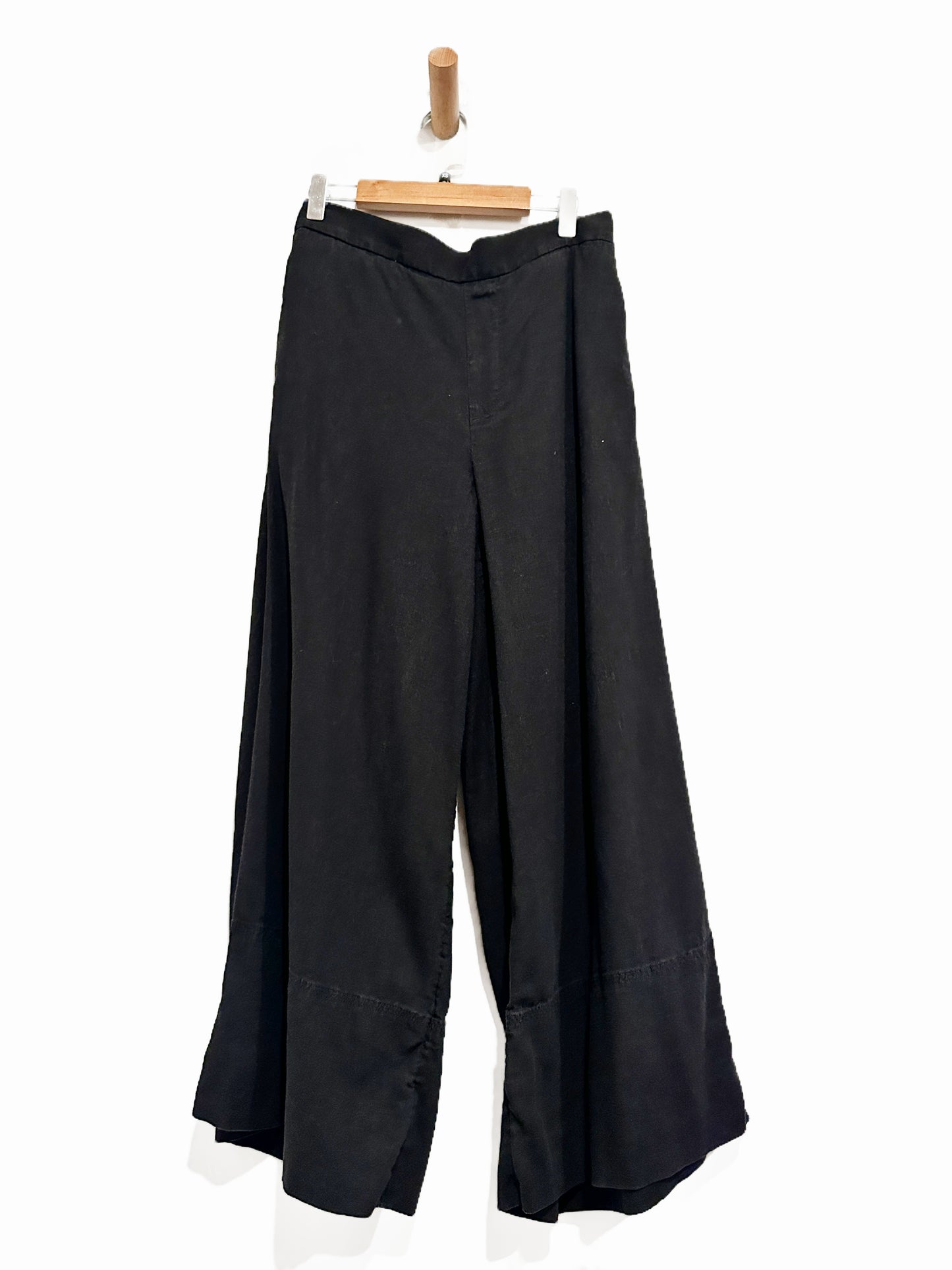 Banana Republic Anyday Wide Leg High Rise Linen Blend Cropped Pant in Black - XS