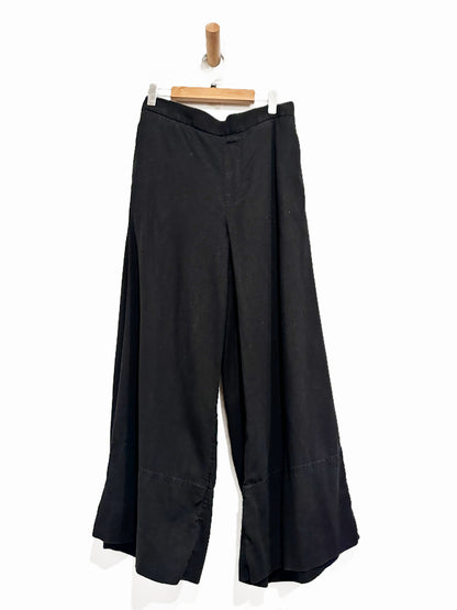 Banana Republic Anyday Wide Leg High Rise Linen Blend Cropped Pant in Black - XS
