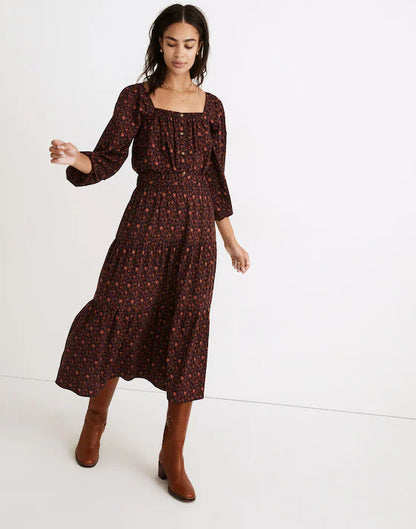 Madewell Purple Floral Tiered Skirt - Medium